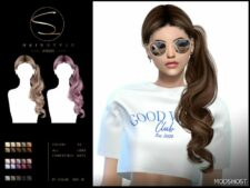 Sims 4 Wavy Ponytail Hairstyle 070224 mod