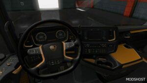 ETS2 Scania S and R Black Yellow Interior 1.49 mod
