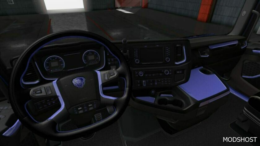 ETS2 Scania S and R Black Purple Interior 1.49 mod