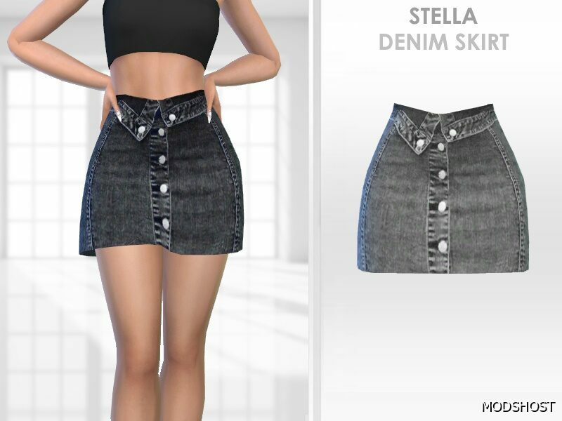 Stella Denim Skirt Sims 4 Clothes Mod - ModsHost