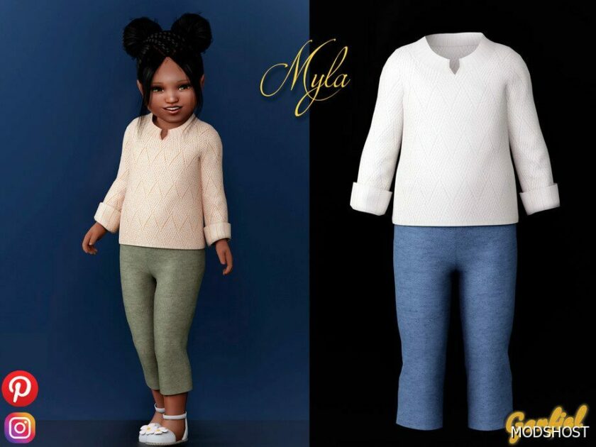 Sims 4 Myla – Outfit with Knit Sweater mod