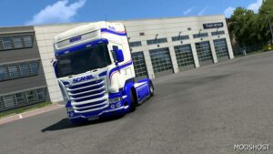 ETS2 Scania RJL White Blue Skin 1.49 mod