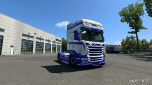 ETS2 RJL Mod: Scania RJL White Blue Skin 1.49 (Image #2)