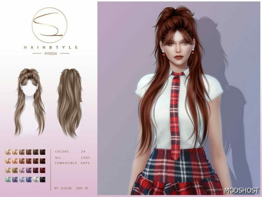 Sims 4 Fashion Ponytail Hairstyle 010224 mod