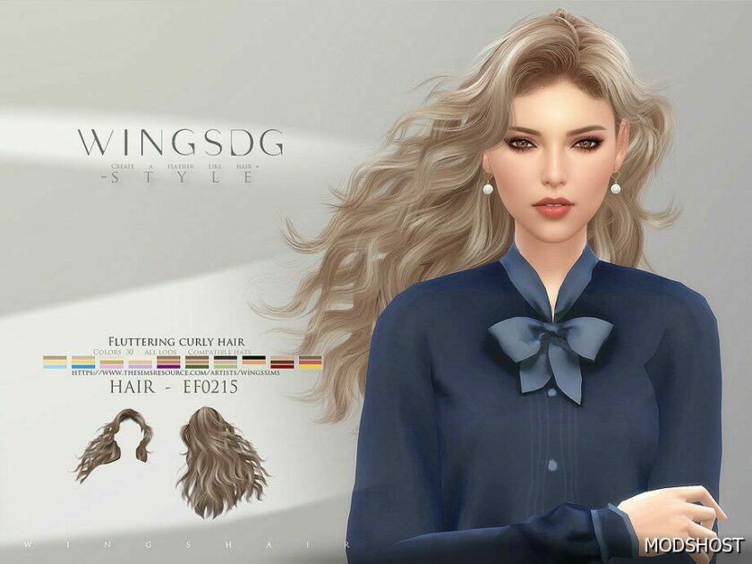 Sims 4 Wings EF0215 Fluttering Curly Hair mod