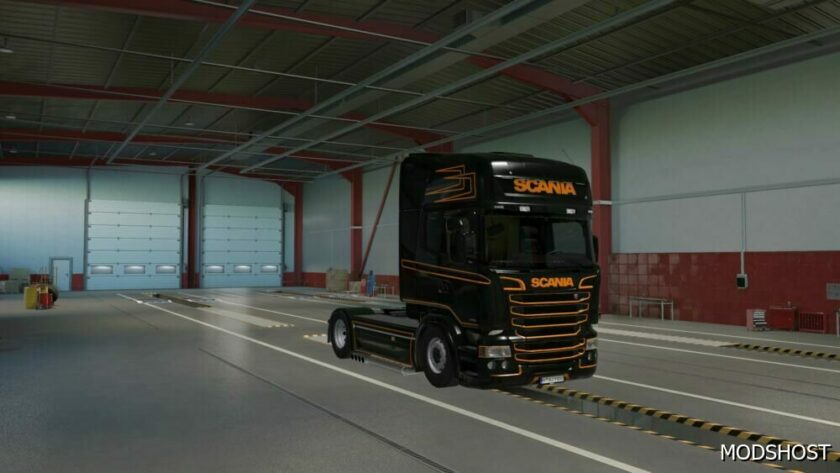 ETS2 Scania RJL Black and Orange Skin 1.49 mod