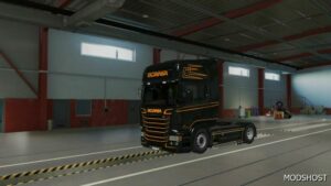 ETS2 RJL Mod: Scania RJL Black and Orange Skin 1.49 (Image #2)