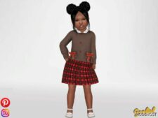 Sims 4 Juliette – Cute Outfit with Tartan Skirt mod