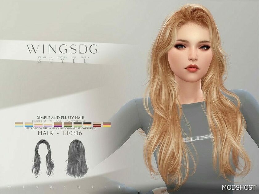 Sims 4 Wings EF0316 Simple and Fluffy Hair mod
