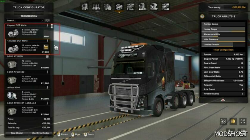 ETS2 1000 HP + & 6/12 Speed Transmissions for Volvo Trucks 1.49 mod