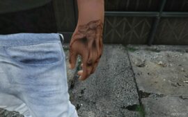 GTA 5 Player Mod: Skeleton Hand Tattoo for Franklin Addon/Replace (Image #3)