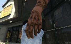 GTA 5 Player Mod: Skeleton Hand Tattoo for Franklin Addon/Replace (Image #4)