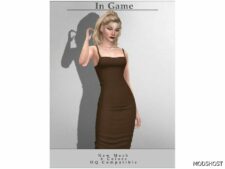 Sims 4 Dress Clothes Mod: Long Dress D-344 (Image #2)