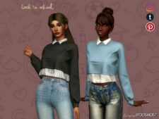 Sims 4 Everyday Clothes Mod: Sweater with Shirt – TP493 (Featured)