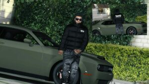 GTA 5 Player Mod: Puffer Jacket Trapstar for Franklin (Image #2)