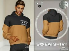 Sims 4 Athletic Clothes Mod: Sweatshirt with Hoodie & Sweatpants – Male SET 424 (Image #2)