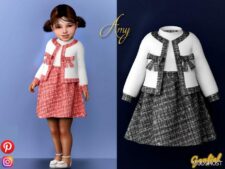 Sims 4 Dress Clothes Mod: AMY – Dress with A BOW (Image #2)