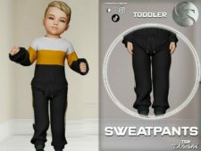 Sims 4 Kid Clothes Mod: Toddler Sweatshirt & Sweatpants - SET 242 (Image #2)