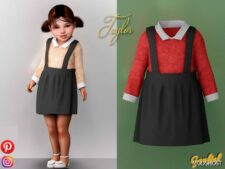 Sims 4 Female Clothes Mod: Taylor – Cute Suede Dress (Image #2)