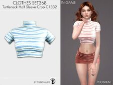 Sims 4 Turtleneck Half Sleeve Crop & Mini Skirt – SET368 mod