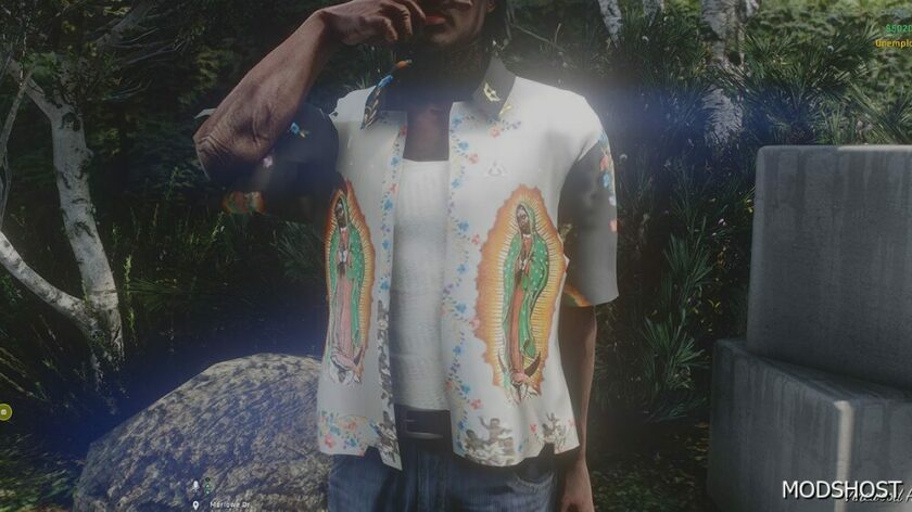 GTA 5 Graphic Button up TEE for MP Male mod