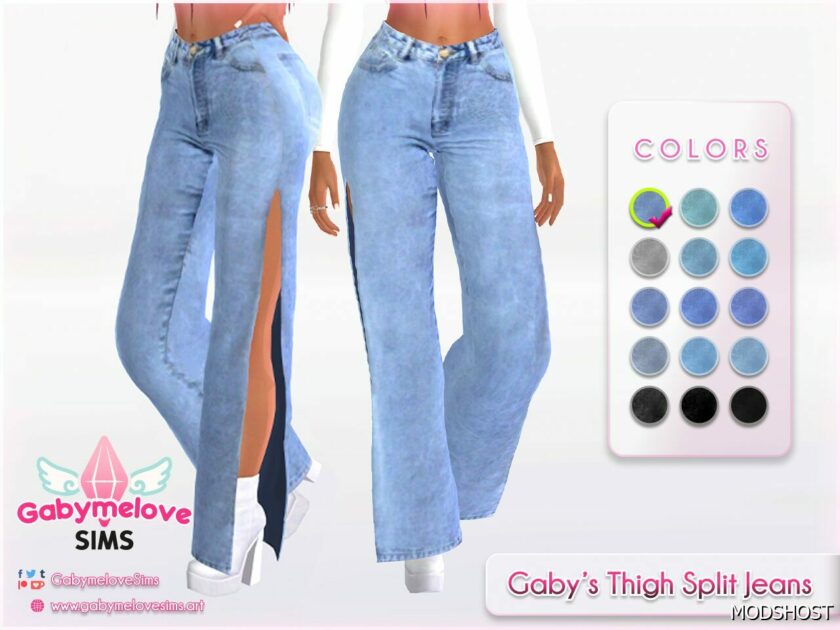 Sims 4 Gaby’s Thigh Split Jeans mod