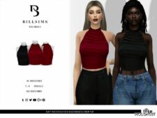 Sims 4 Formal Clothes Mod: Soft Touch Ruched Halterneck Crop TOP (Featured)