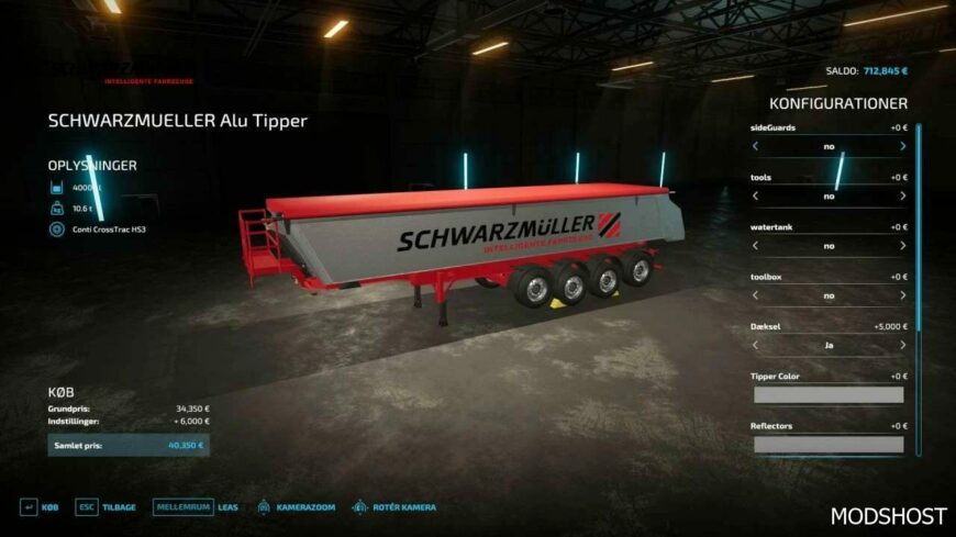FS22 Schwarz Mueller ALU 4 Axles Tipper Trailer V1.0.0.1 mod