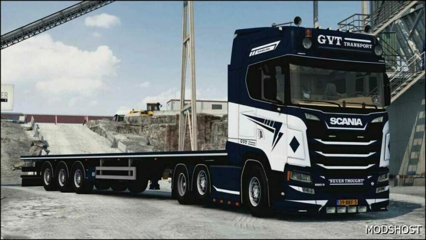 ETS2 Scania Truck Mod: 580S + GVT Transport Trailer V3.0 (Featured)