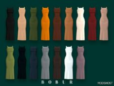 Sims 4 Elder Clothes Mod: Midi Dress with Straps (Image #2)