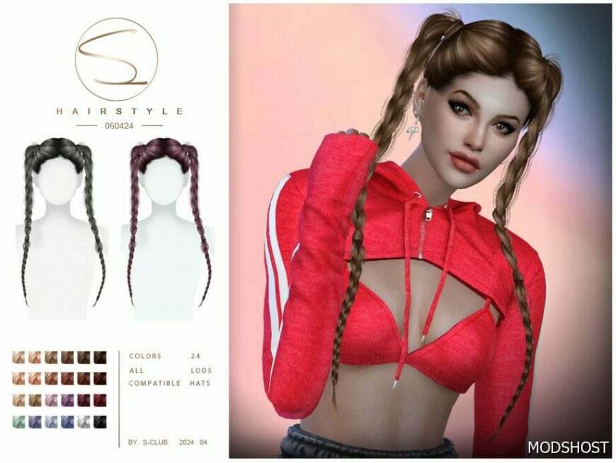 Sims 4 Double Braids Hairstyle 060424 mod