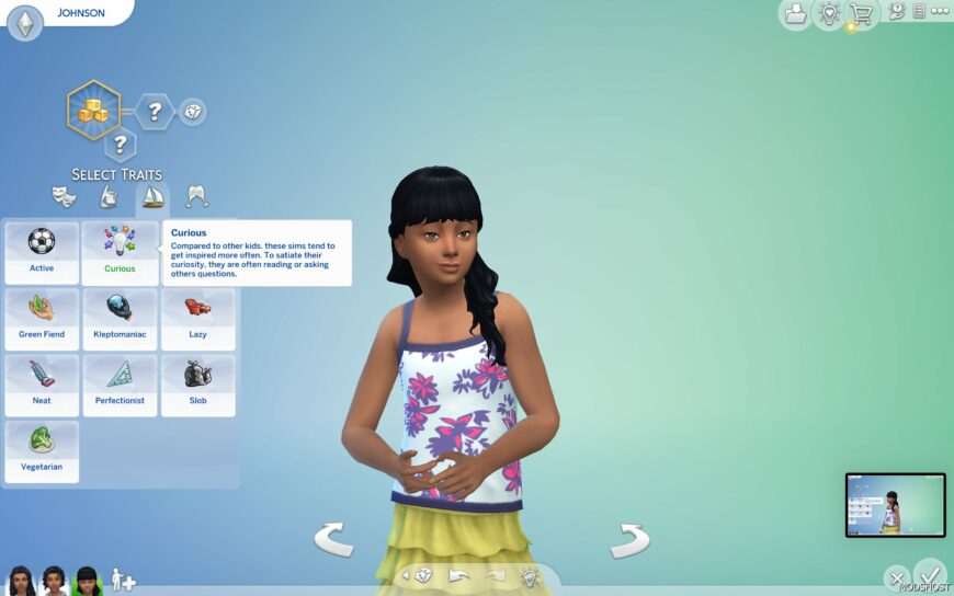 Sims 4 Curious Trait for Kids mod