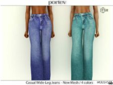 Sims 4 Casual Wide-Leg Jeans mod