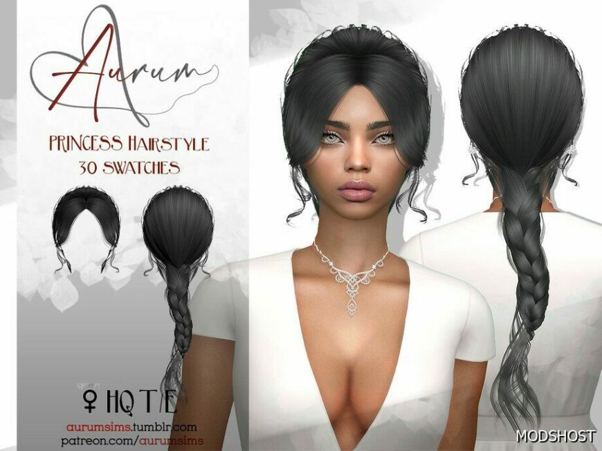 Sims 4 Female Mod: Princess – Female Braid Hairstyle (Featured)