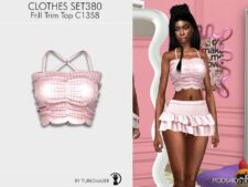 Sims 4 Frill Trim TOP & Mini Skirt – SET380 mod