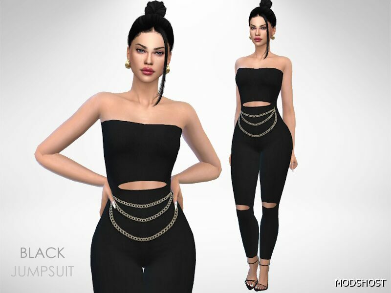 Sims 4 Elder Clothes Mod: Black Jumpsuit (Featured)