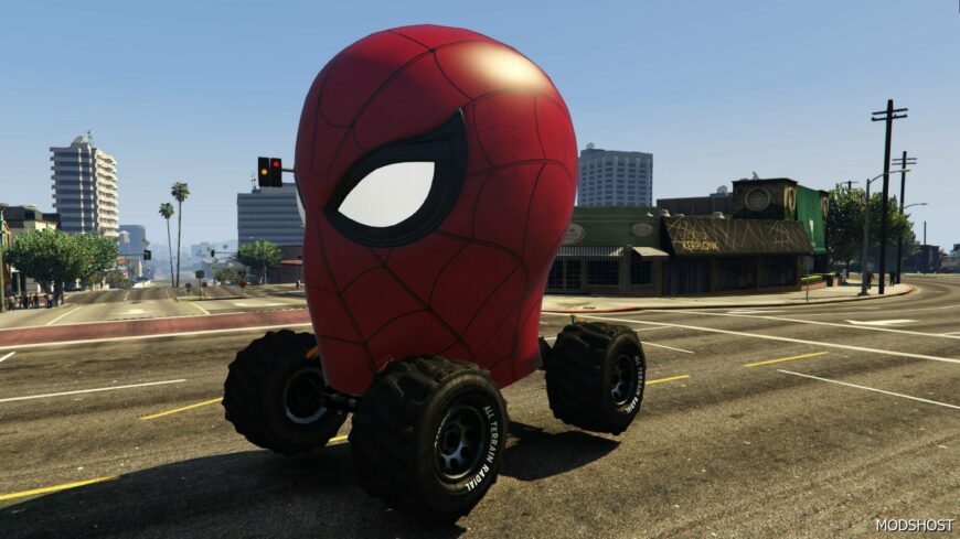 GTA 5 Vehicle Mod: Spider MAN Head Monster Truck Final (Featured)