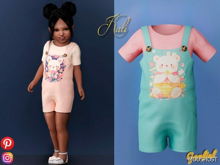 Sims 4 Female Clothes Mod: Kali – Cute Short Jumpsuit with Bears (Featured)