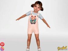 Sims 4 Female Clothes Mod: Kali – Cute Short Jumpsuit with Bears (Image #2)