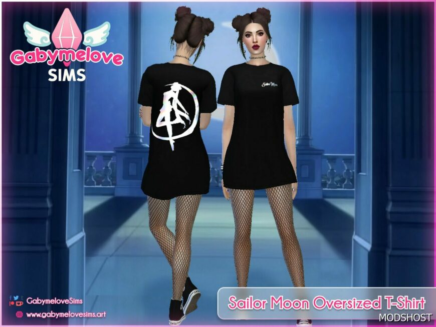 Sims 4 Clothes Mod: Sailor Moon Oversized T-Shirt for women | UPDATED 2024 (Featured)
