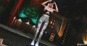 GTA 5 Player Mod: Chrome Hearts Jeans for MP Female V1.1 (Image #4)