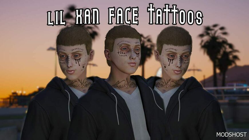 GTA 5 Player Mod: LIL XAN Face Tattoos / Premade / MP Male (Featured)