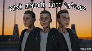 GTA 5 Player Mod: Post Malone Face Tattoos / Premade / MP Male (Featured)