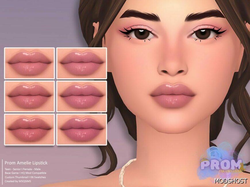 Sims 4 Lipstick Makeup Mod: Prom – Amelie Lipstick (Featured)