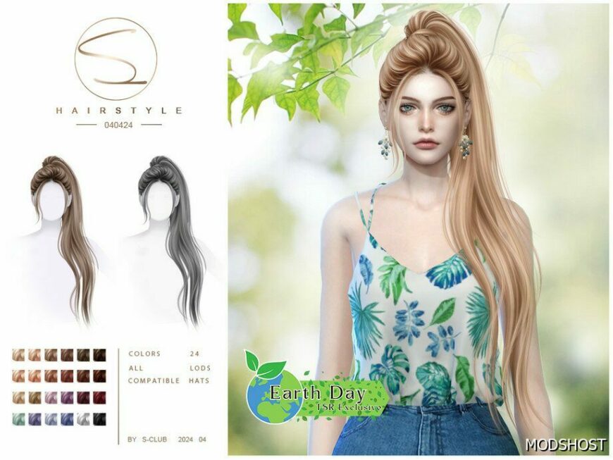Sims 4 Female Mod: Earth DAY Save The World Hair 040424 (Featured)