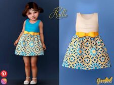 Sims 4 Hallie – Sleeveless Dress with Geometric Pattern mod