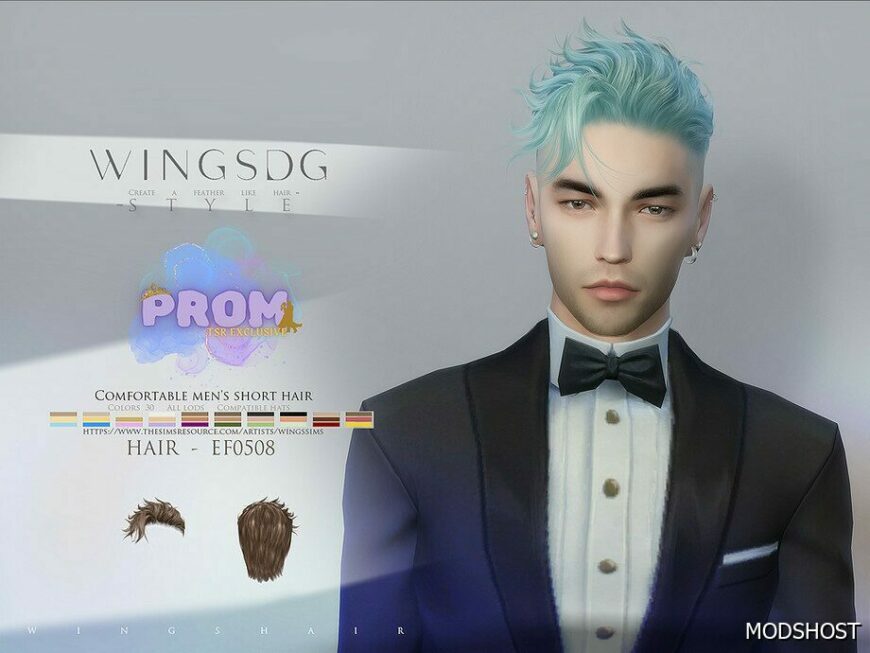 Sims 4 Wings EF0508 Comfortable Men’s Short Hair mod