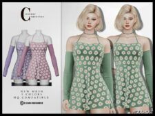 Sims 4 Elder Clothes Mod: Short Dress D-376 (Image #2)