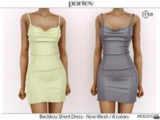 Sims 4 Teen Clothes Mod: Backless Short Dress (Image #2)