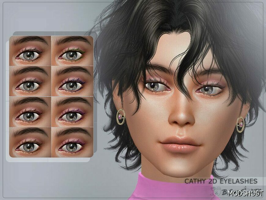 Sims 4 Female Makeup Mod: Cathy 2D Eyelashes (HQ) (Featured)